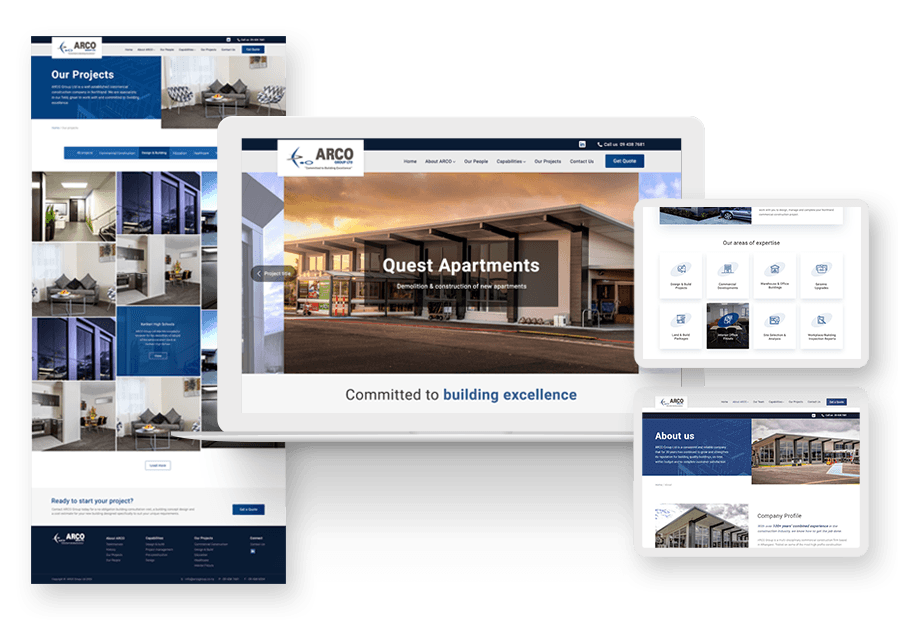 Www.binchiopesso created the website for construction company ARCO to present their services